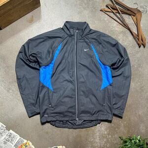 Vintage Y2K Nike Windbreaker Mens Large Grey Blue Lightweight 2000s Jacket